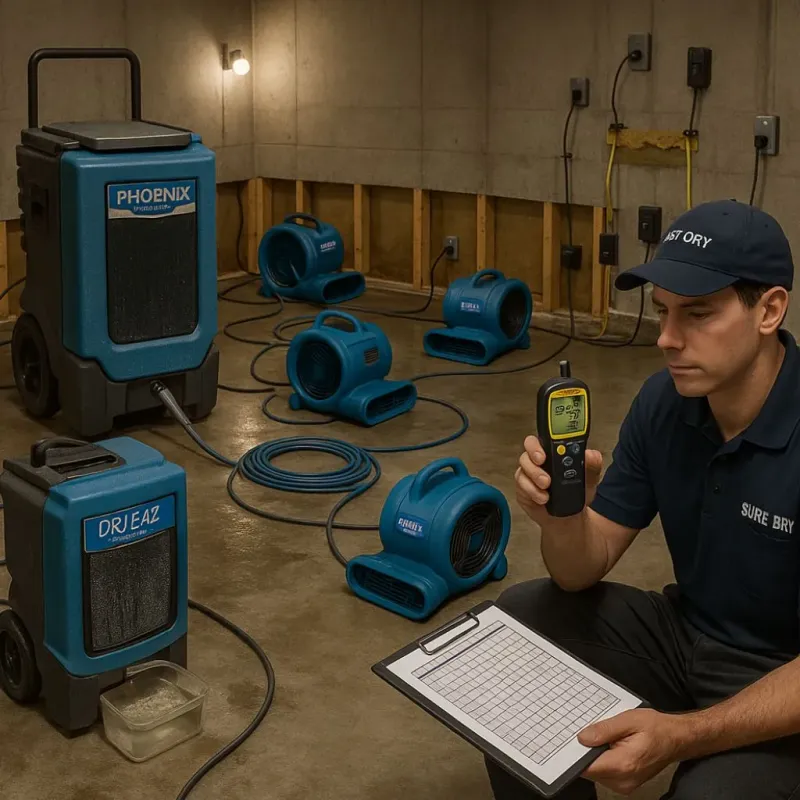 Structural Drying and Dehumidification process in Grapeland, TX